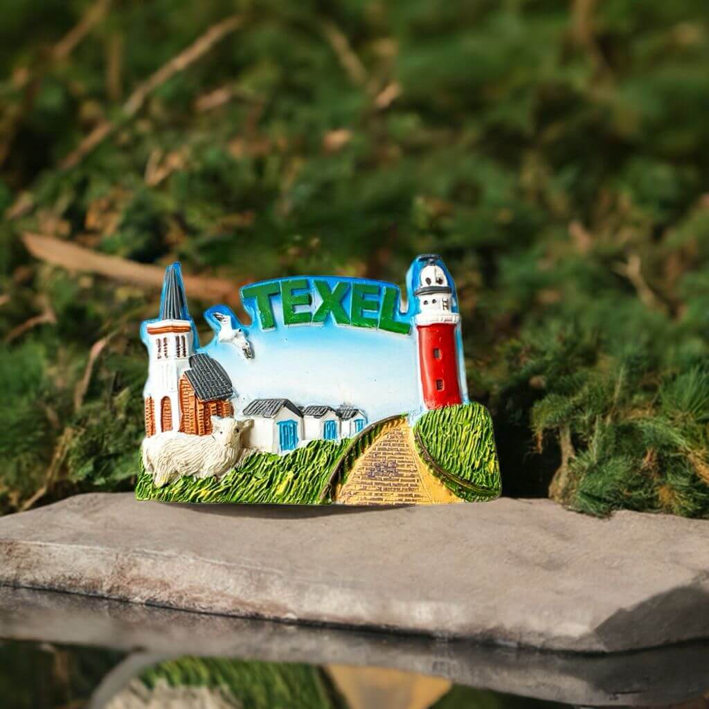 Texel eiland magneet breed vuurtoren/kerk/strandhuis/schaap