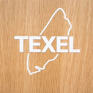 Texel Auto Sticker 8x8 cm Wit