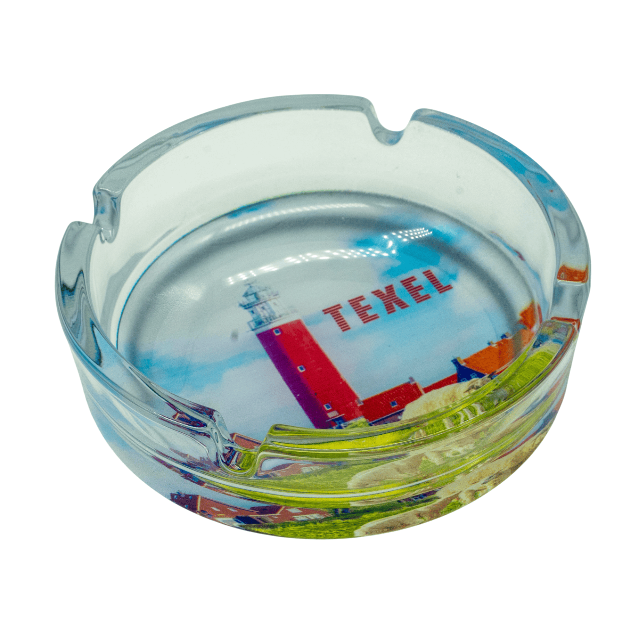 Texel Glazen asbak vuurtoren/schaap